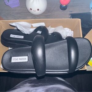 Steve Madden Black Leather Sandals